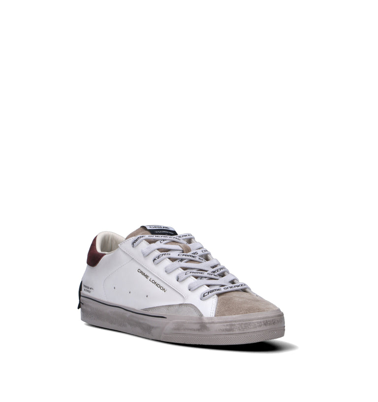 CRIME Sneaker uomo bianca in pelle