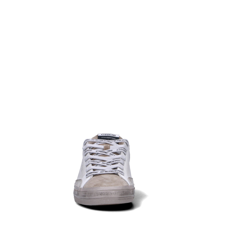 CRIME Sneaker uomo bianca in pelle