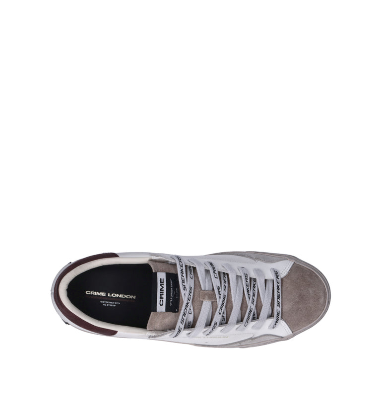 CRIME Sneaker uomo bianca in pelle
