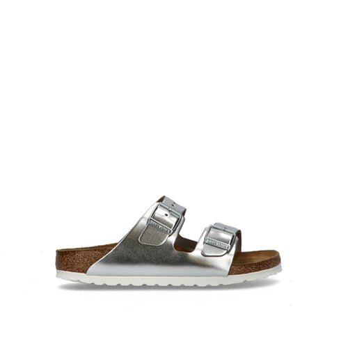 BIRKENSTOCK ARIZONA Ciabatta donna argento in pelle