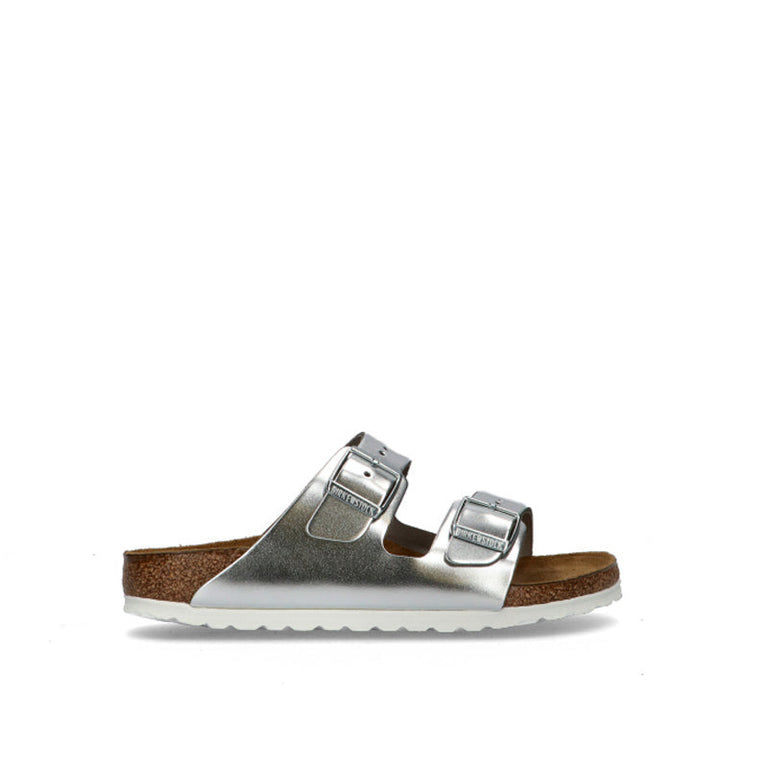 BIRKENSTOCK ARIZONA Ciabatta donna argento in pelle