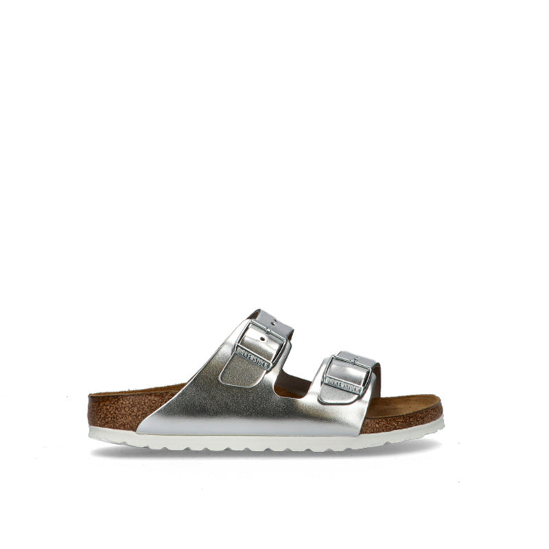 BIRKENSTOCK ARIZONA Ciabatta donna argento in pelle