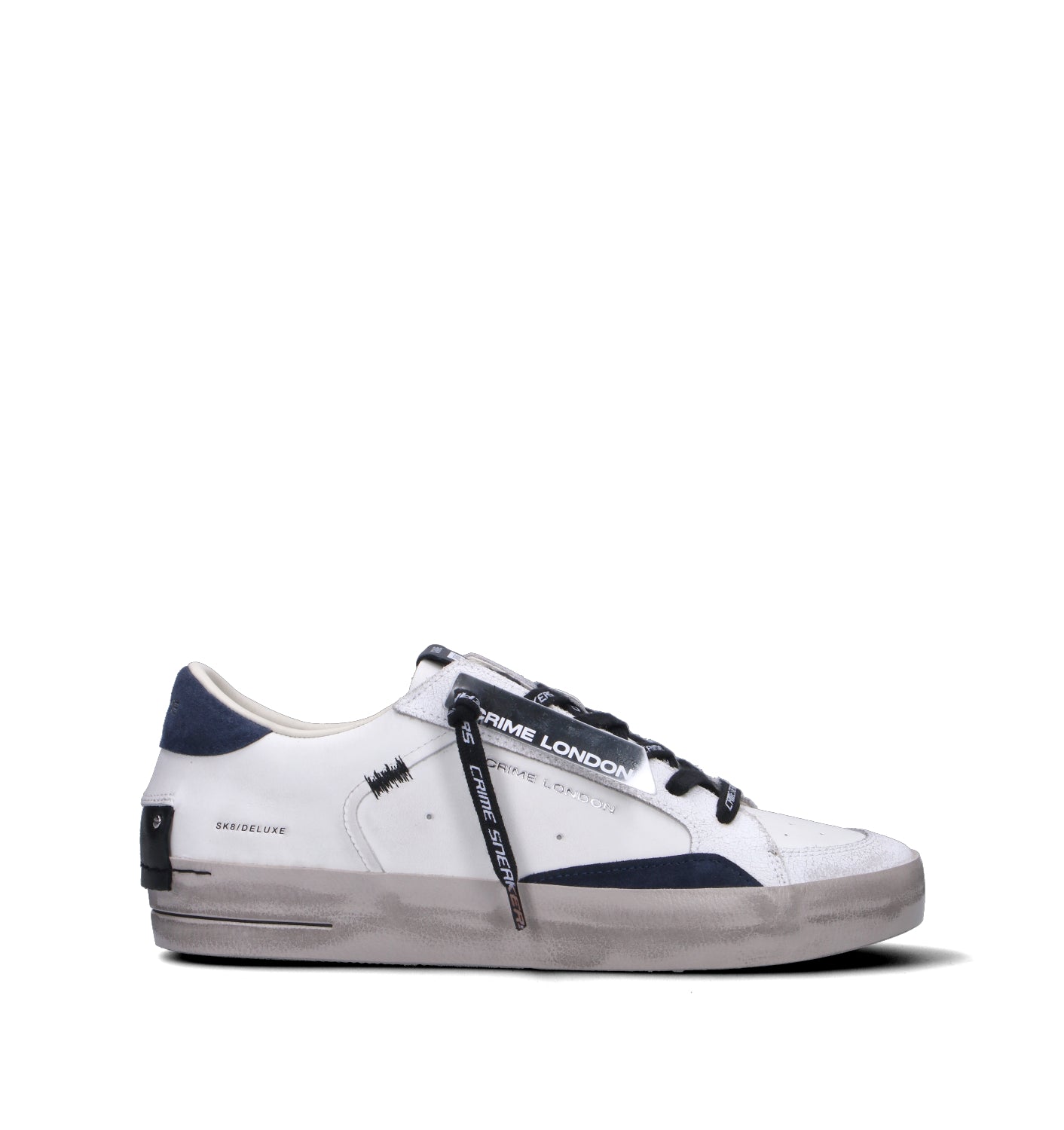 CRIME Sneaker uomo bianca in pelle