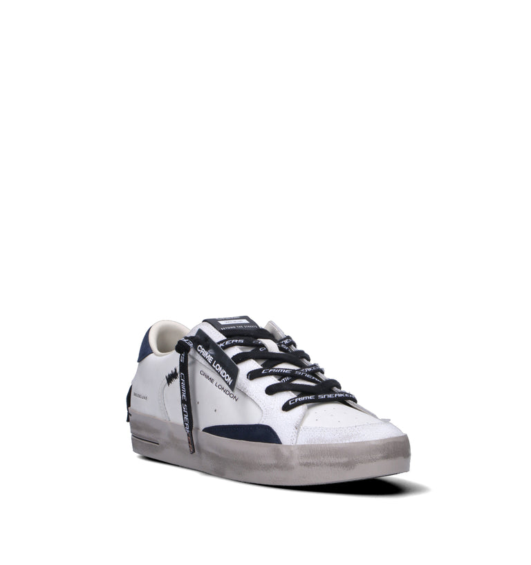CRIME Sneaker uomo bianca in pelle