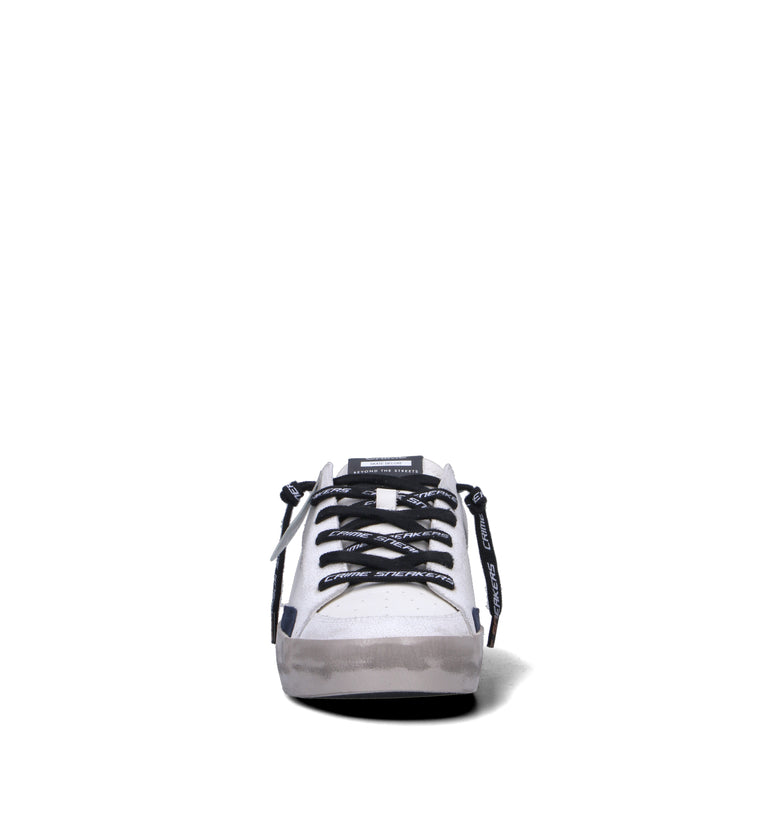CRIME Sneaker uomo bianca in pelle