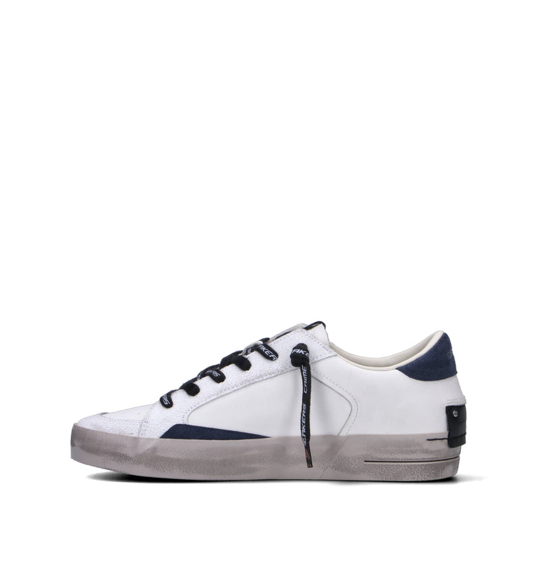 CRIME Sneaker uomo bianca in pelle