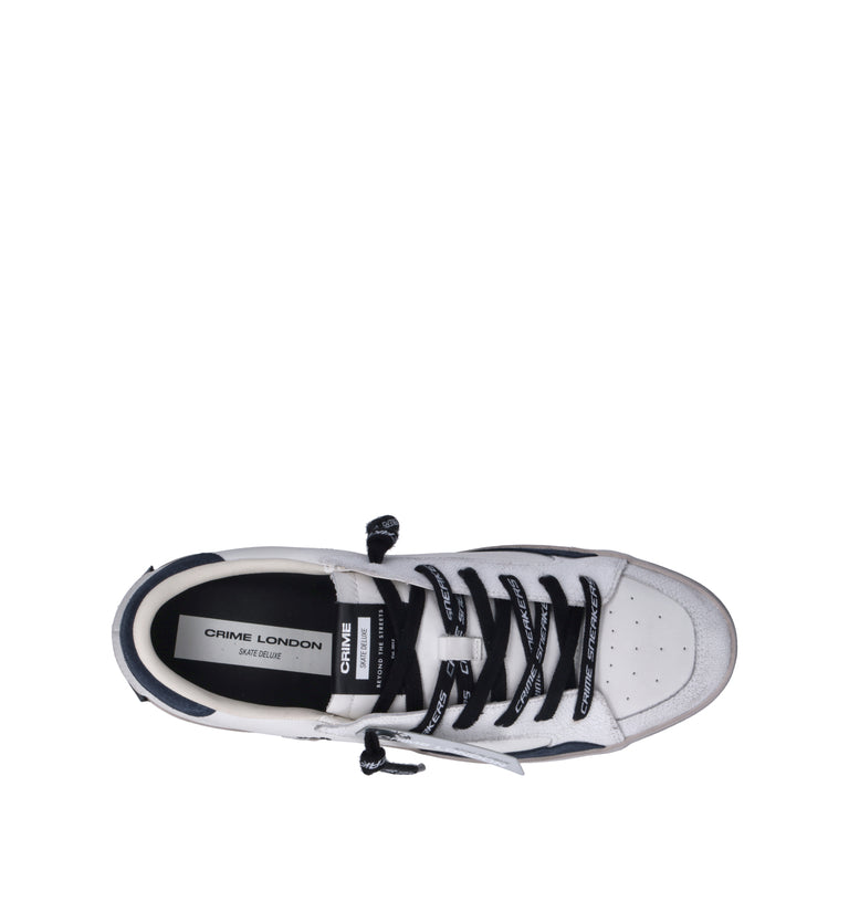 CRIME Sneaker uomo bianca in pelle
