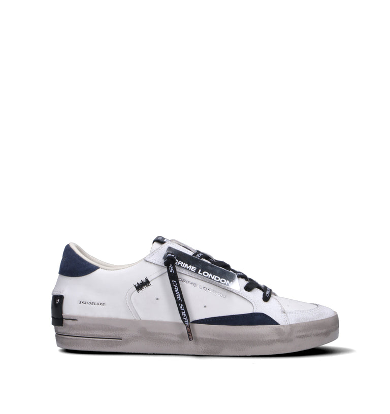 CRIME Sneaker uomo bianca in pelle