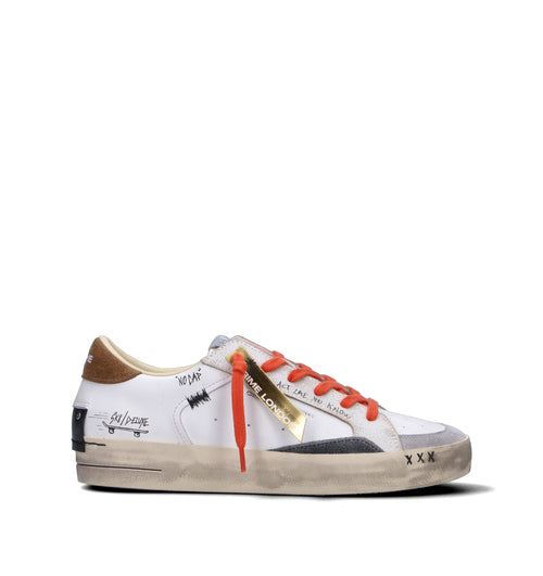 CRIME Sneaker uomo bianca in pelle