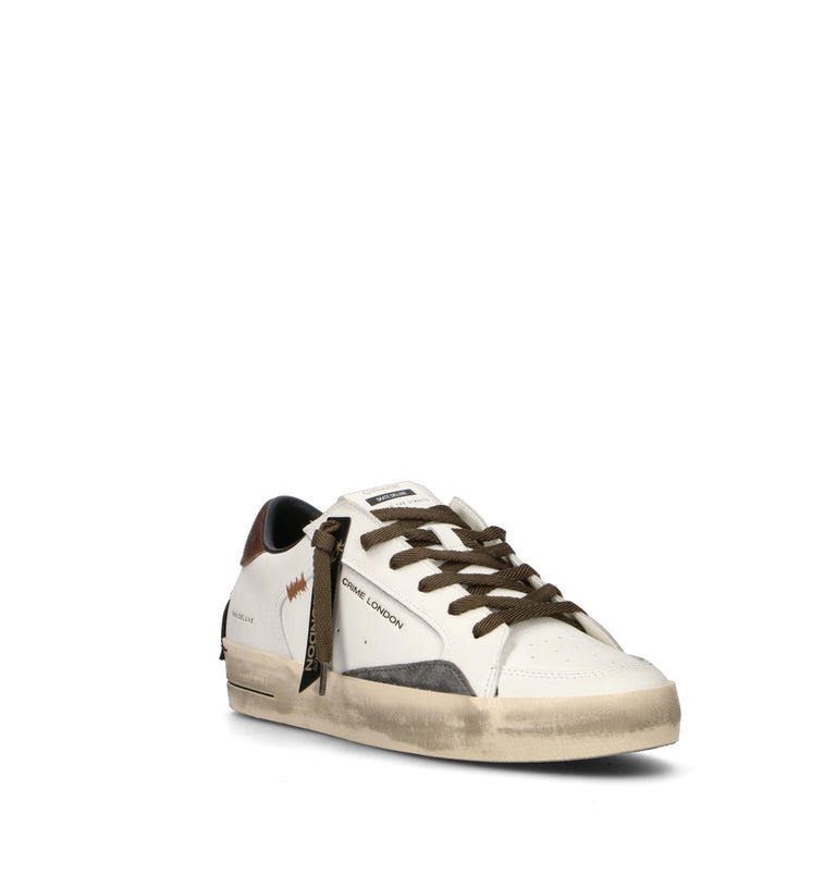 CRIME Sneaker uomo bianca in pelle