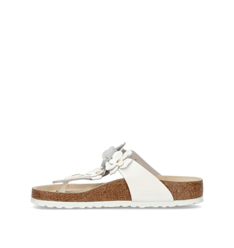 BIRKENSTOCK GIZEH FLOWER EMBELLISHMENT Ciabatta donna bianca in pelle