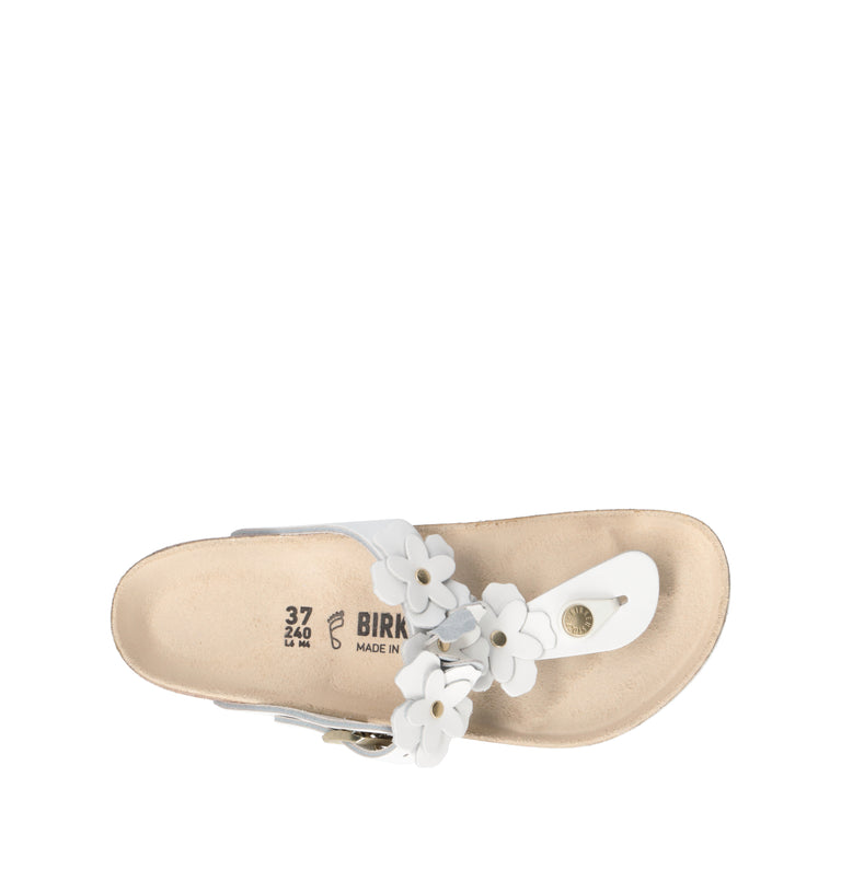 BIRKENSTOCK GIZEH FLOWER EMBELLISHMENT Ciabatta donna bianca in pelle