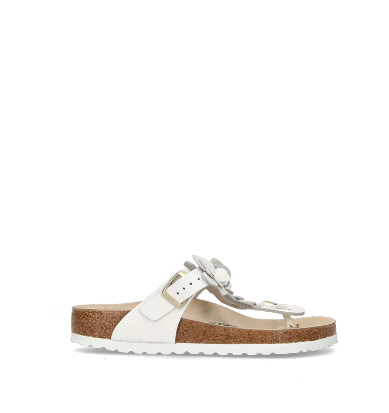 BIRKENSTOCK GIZEH FLOWER EMBELLISHMENT Ciabatta donna bianca in pelle
