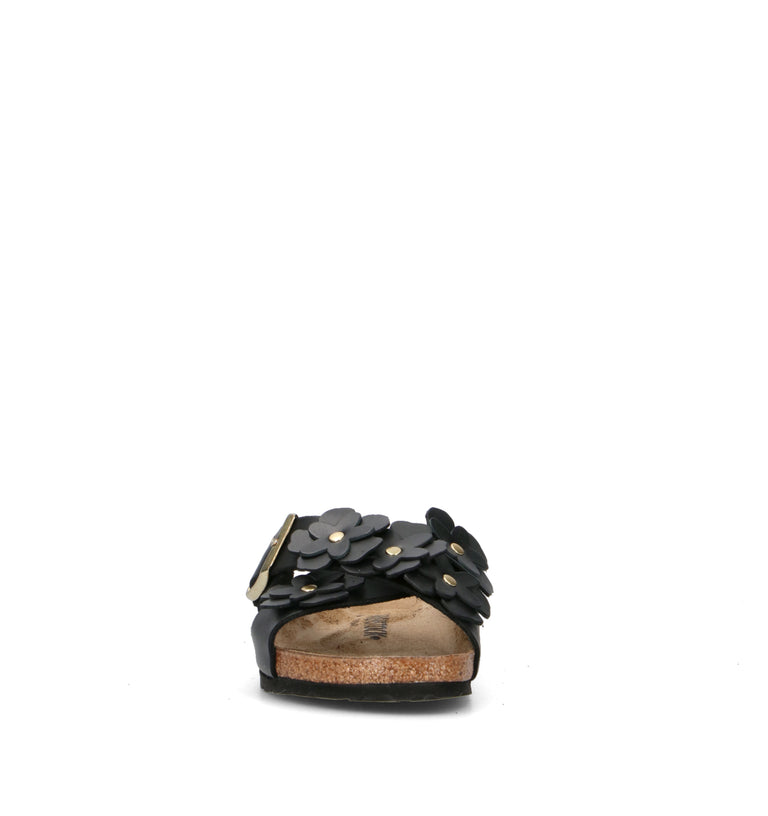 BIRKENSTOCK SIENA FLOWER II EMBELLISHMENT Ciabatta donna nera in pelle