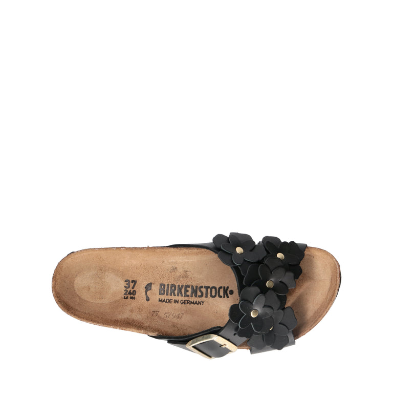 BIRKENSTOCK SIENA FLOWER II EMBELLISHMENT Ciabatta donna nera in pelle