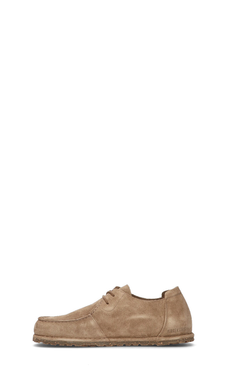 BIRKENSTOCK UTTI LACE Scarpa barca uomo taupe in suede