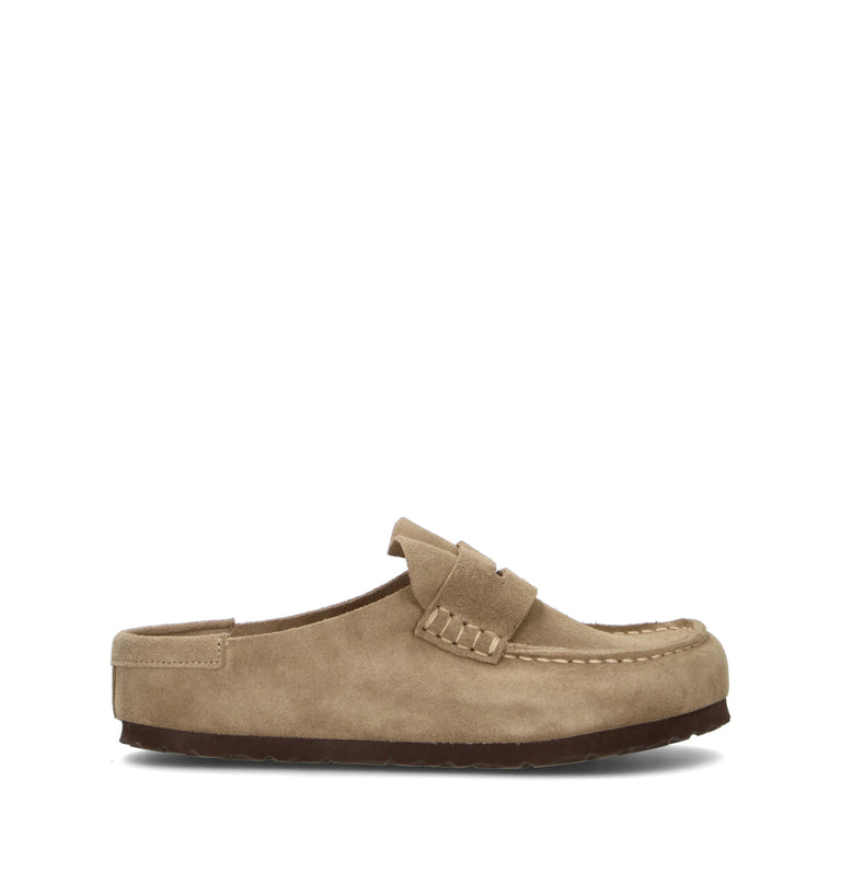 BIRKENSTOCK NAPLES WRAPPED Sabot donna taupe in suede