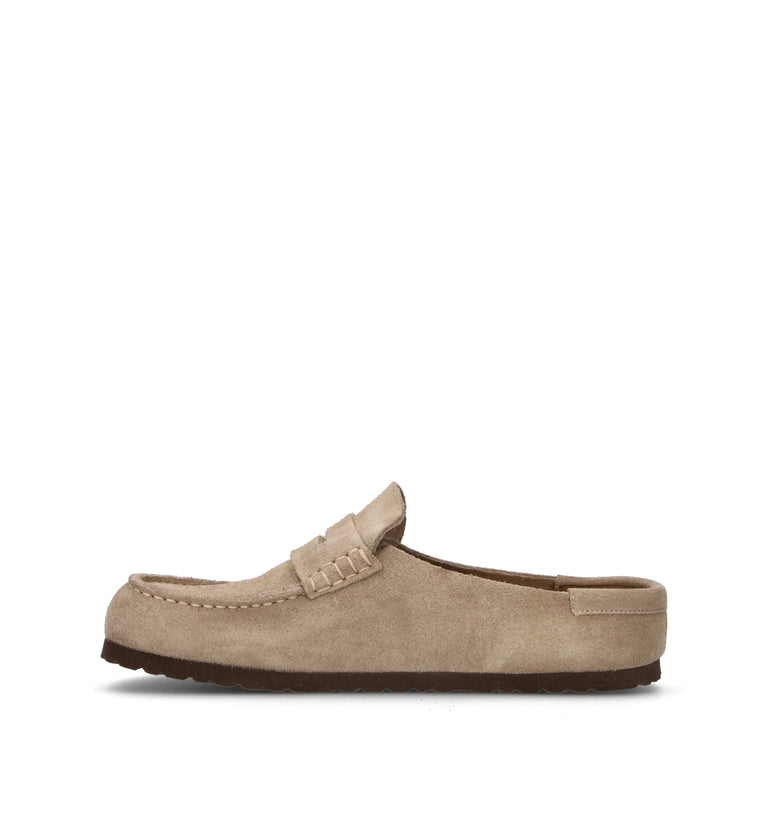BIRKENSTOCK NAPLES WRAPPED Sabot uomo taupe in suede