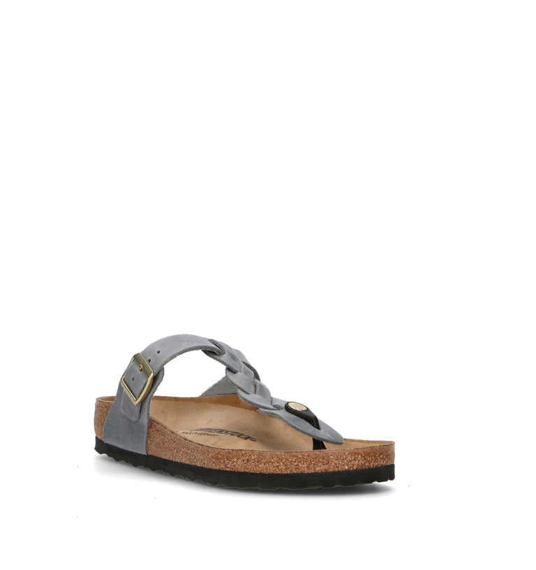 BIRKENSTOCK GIZEH BRAIDED Ciabatta donna basalt gray in pelle nabuk