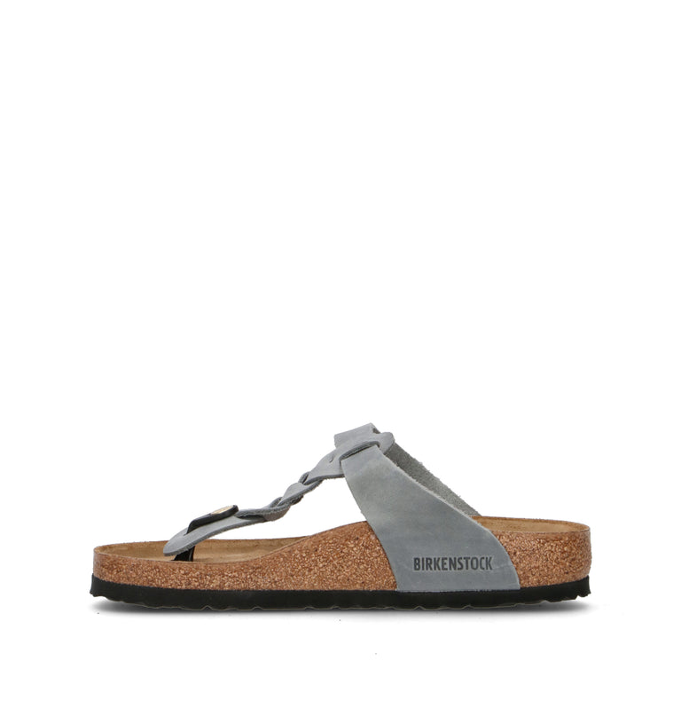 BIRKENSTOCK GIZEH BRAIDED Ciabatta donna basalt gray in pelle nabuk