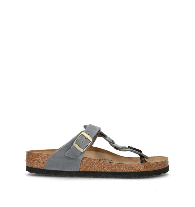 BIRKENSTOCK GIZEH BRAIDED Ciabatta donna basalt gray in pelle nabuk