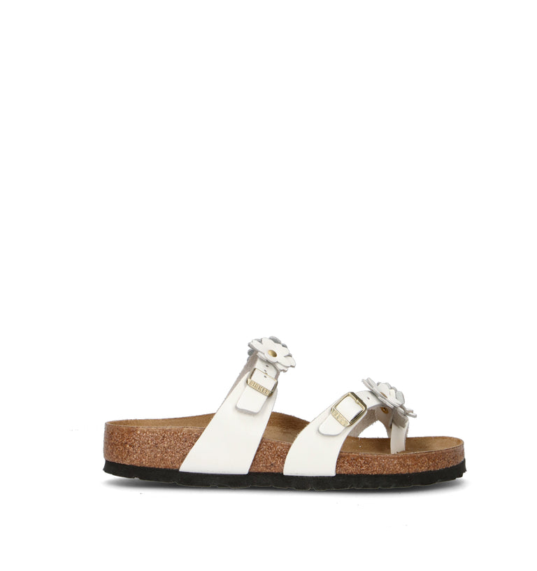 BIRKENSTOCK MAYARI FLOWER EMBELLISHMENT Ciabatta donna bianca in pelle