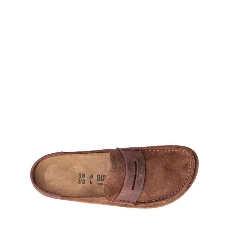 BIRKENSTOCK NAPLES WRAPPED DOUBLE STITCH Sabot donna dark tea in suede