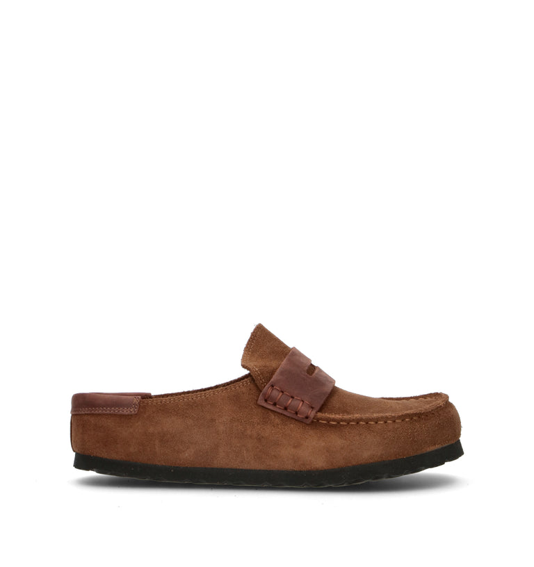 BIRKENSTOCK NAPLES WRAPPED DOUBLE STITCH Sabot donna dark tea in suede