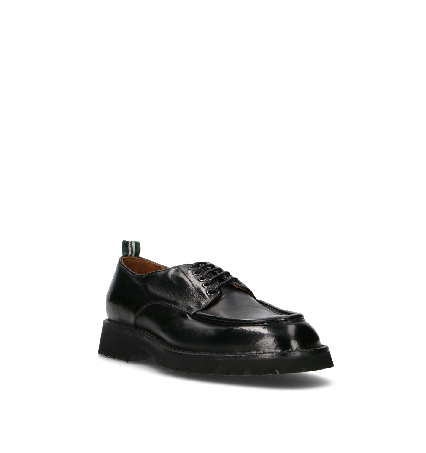 GREEN GEORGE Stringata uomo nera in pelle