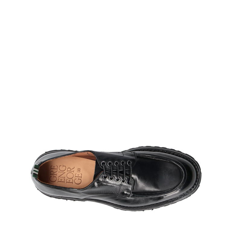 GREEN GEORGE Stringata uomo nera in pelle