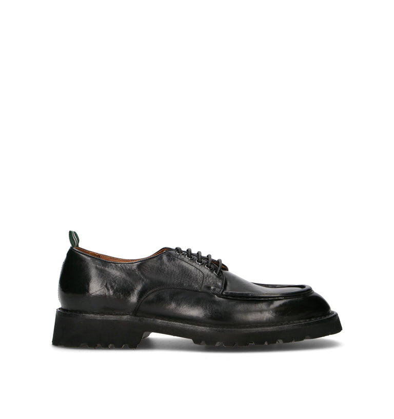 GREEN GEORGE Stringata uomo nera in pelle