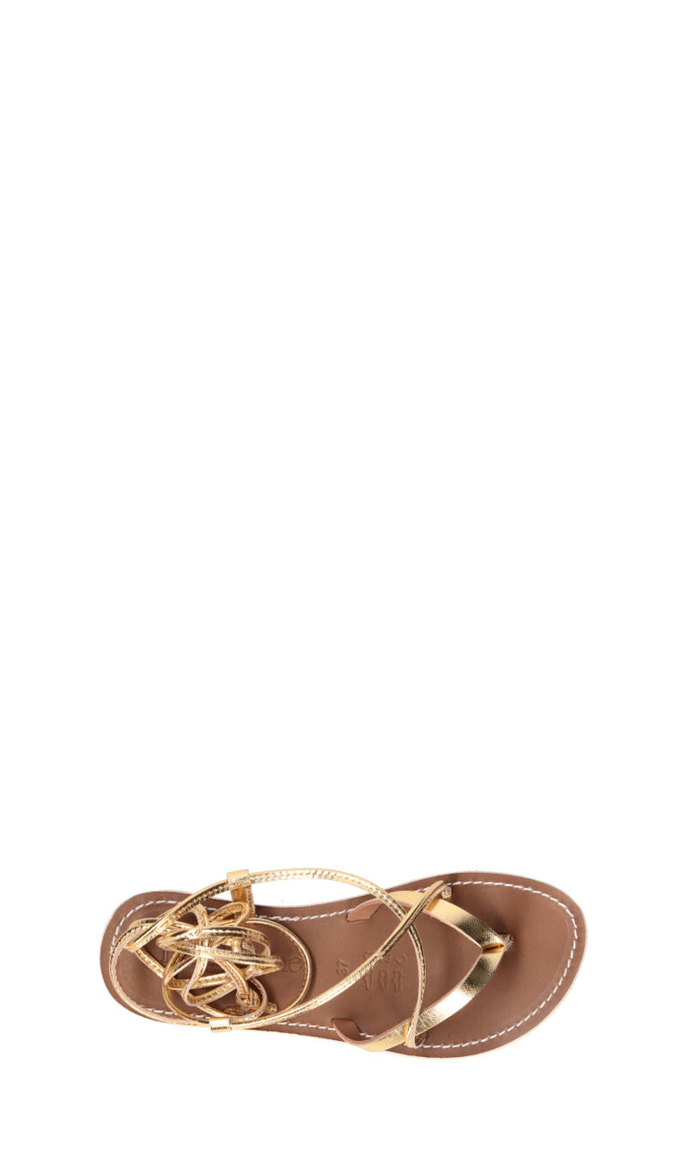 LE SALENTINE Sandalo donna alla schiava oro in pelle