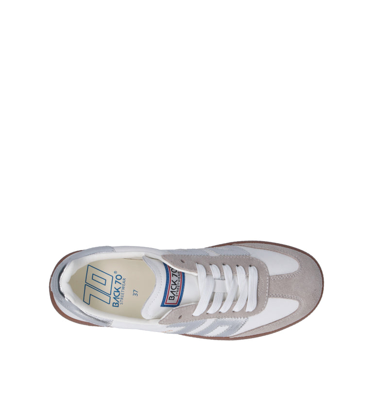 BACK 70 Sneaker donna bianca/argento in pelle