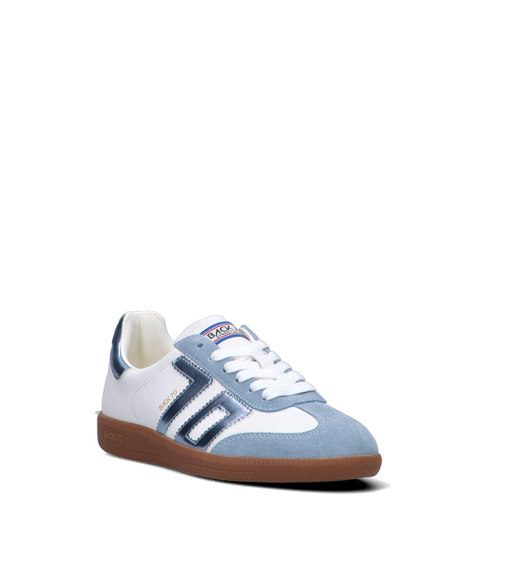 BACK 70 Sneaker donna bianca/azzurra in pelle
