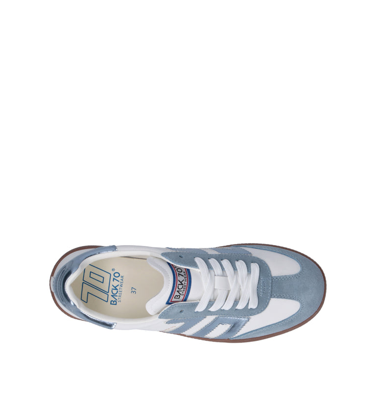 BACK 70 Sneaker donna bianca/azzurra in pelle