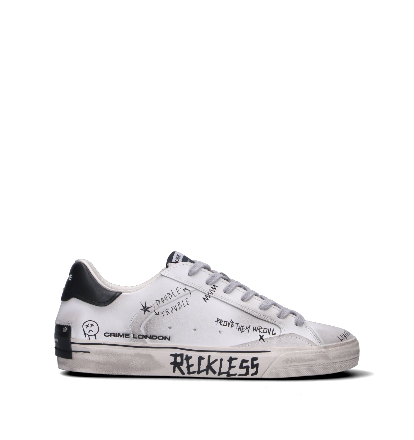 CRIME Sneaker uomo bianca in pelle