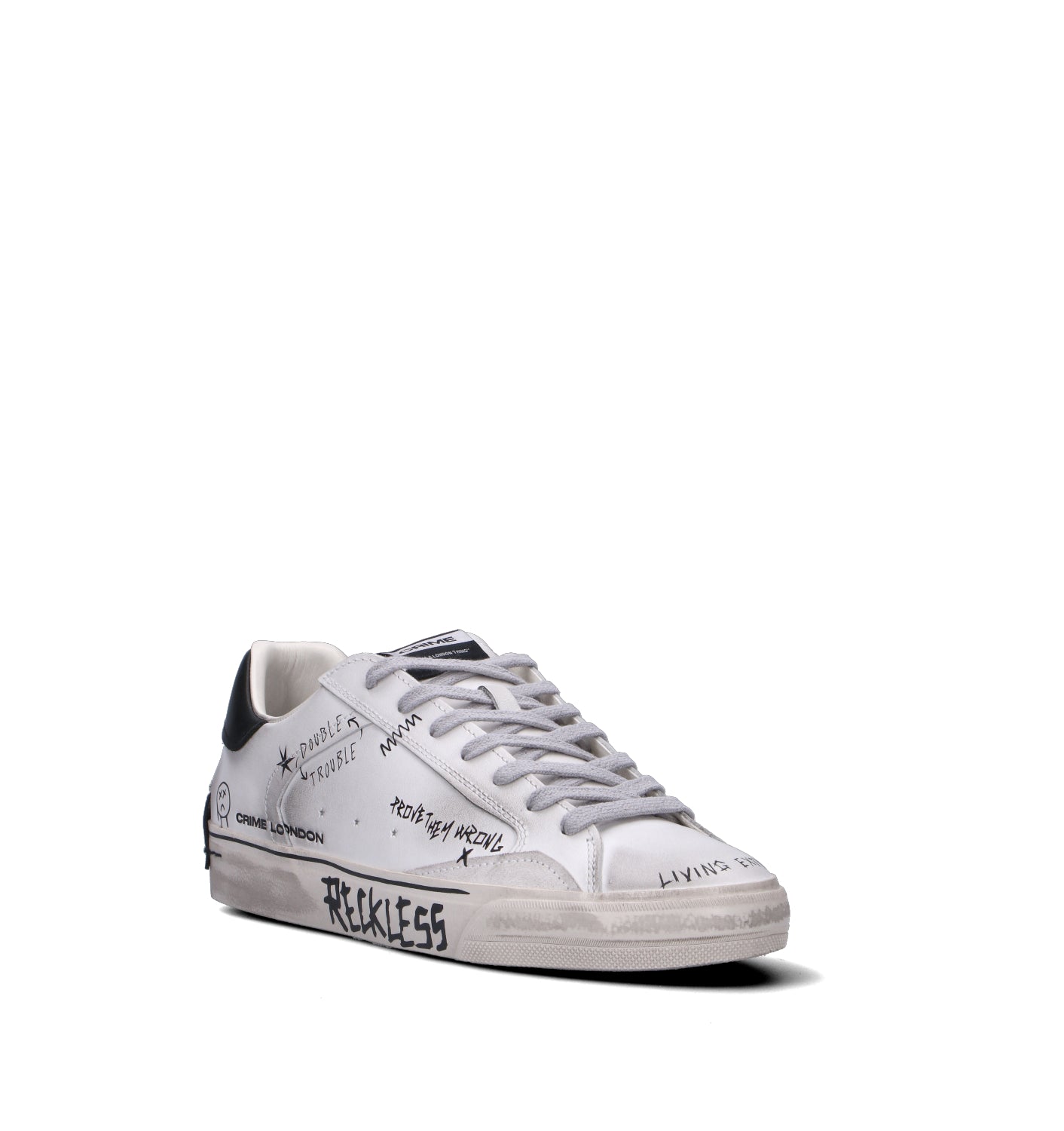 CRIME Sneaker uomo bianca in pelle