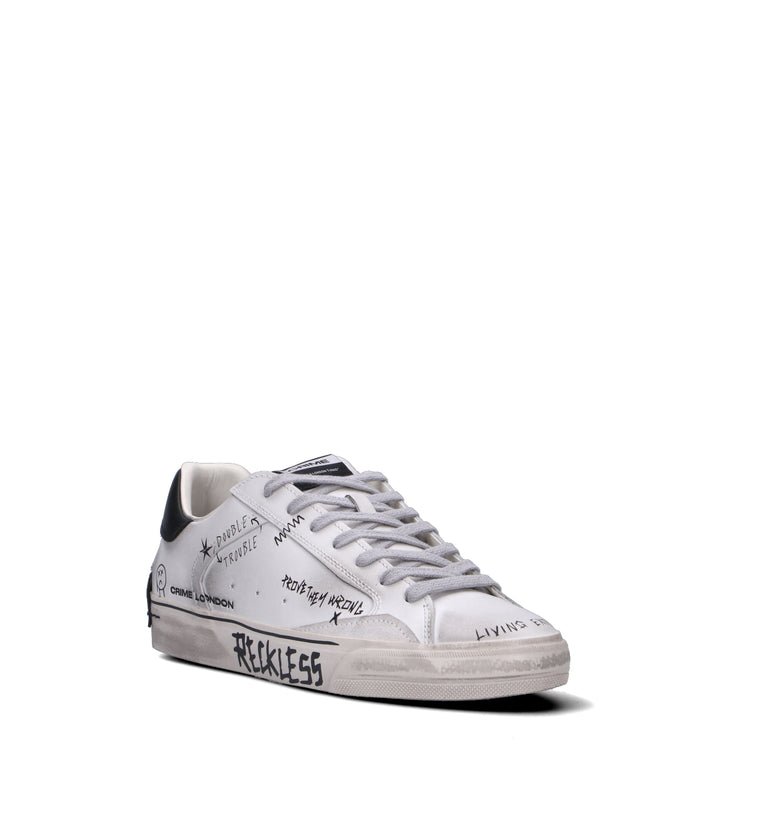 CRIME Sneaker uomo bianca in pelle