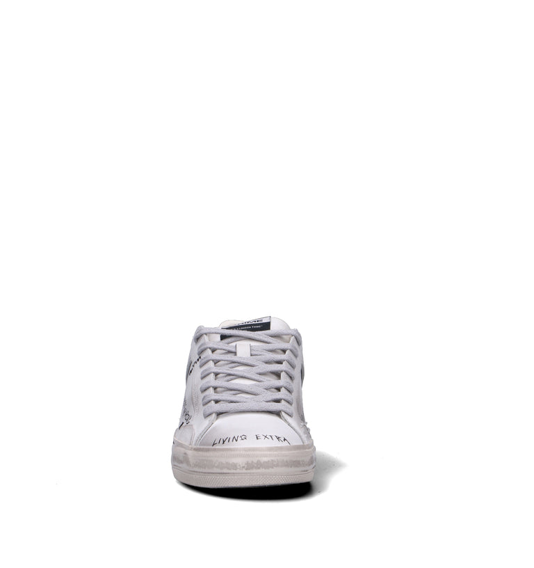 CRIME Sneaker uomo bianca in pelle