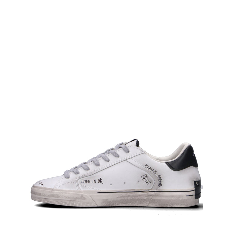 CRIME Sneaker uomo bianca in pelle