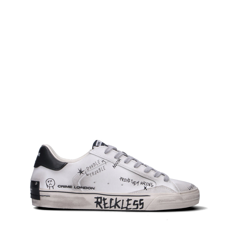 CRIME Sneaker uomo bianca in pelle