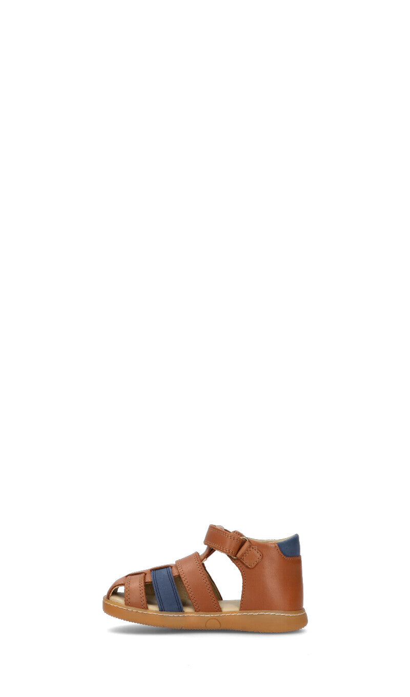 KICKERS Sandalo bimbo marrone/blu in pelle