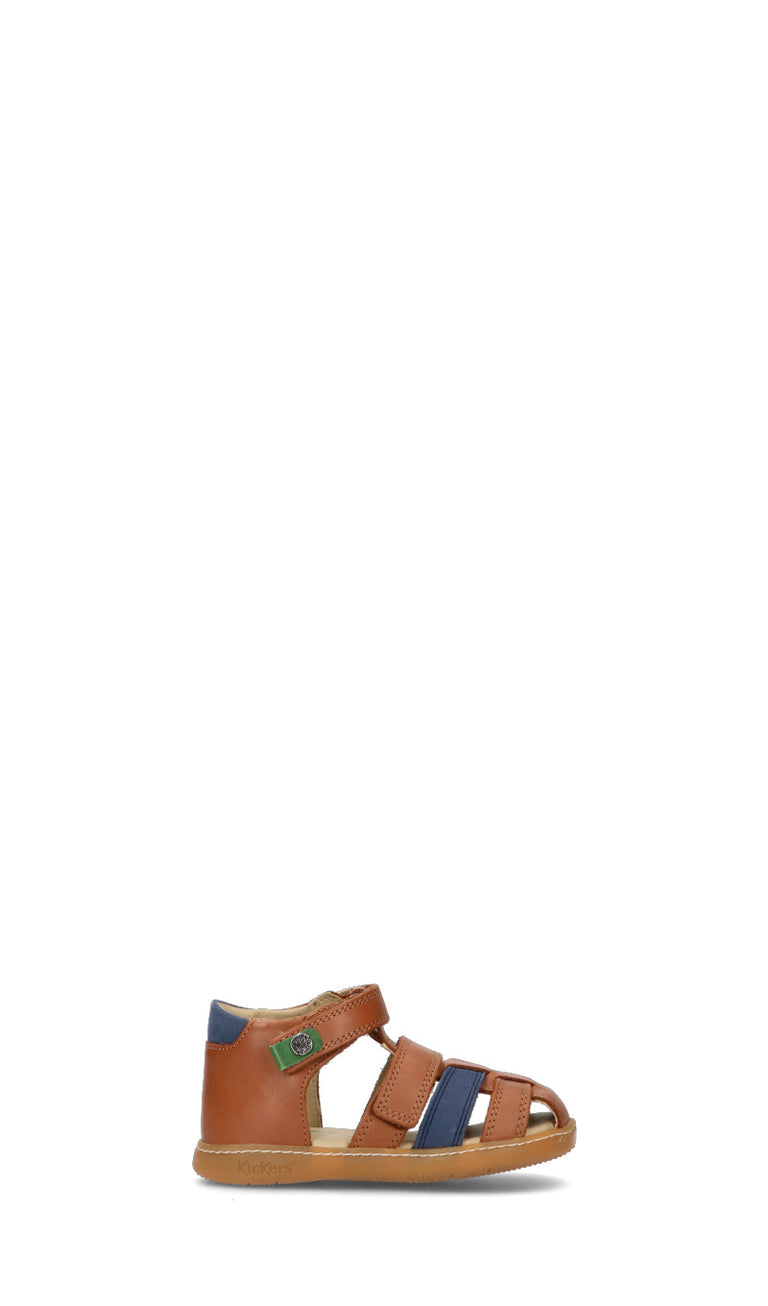 KICKERS Sandalo bimbo marrone/blu in pelle
