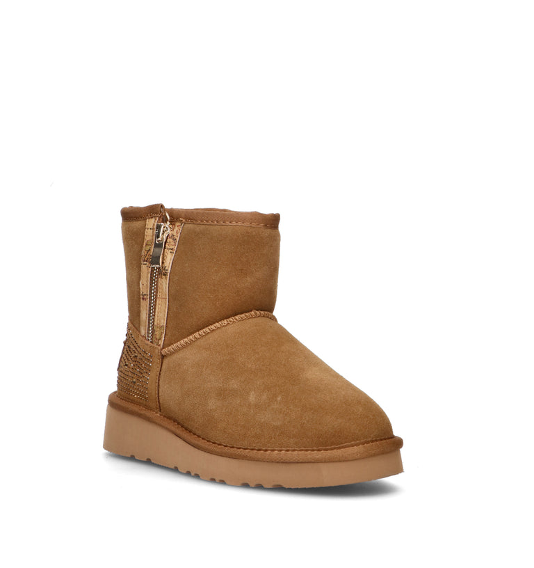 ALVIERO MARTINI Stivaletto pelo ragazza cammello in suede