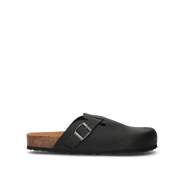 BIO GREEN Ciabatta uomo nera in pelle