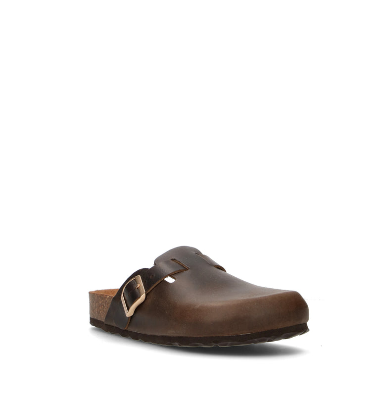 BIO GREEN Ciabatta donna verde oliva in pelle