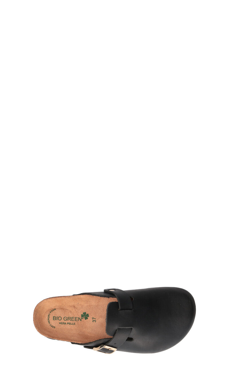 BIO GREEN Ciabatta donna nera in pelle