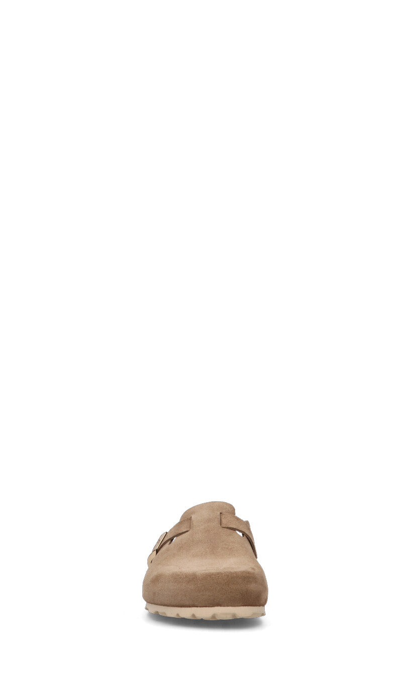 BIO GREEN Ciabatta donna taupe in suede