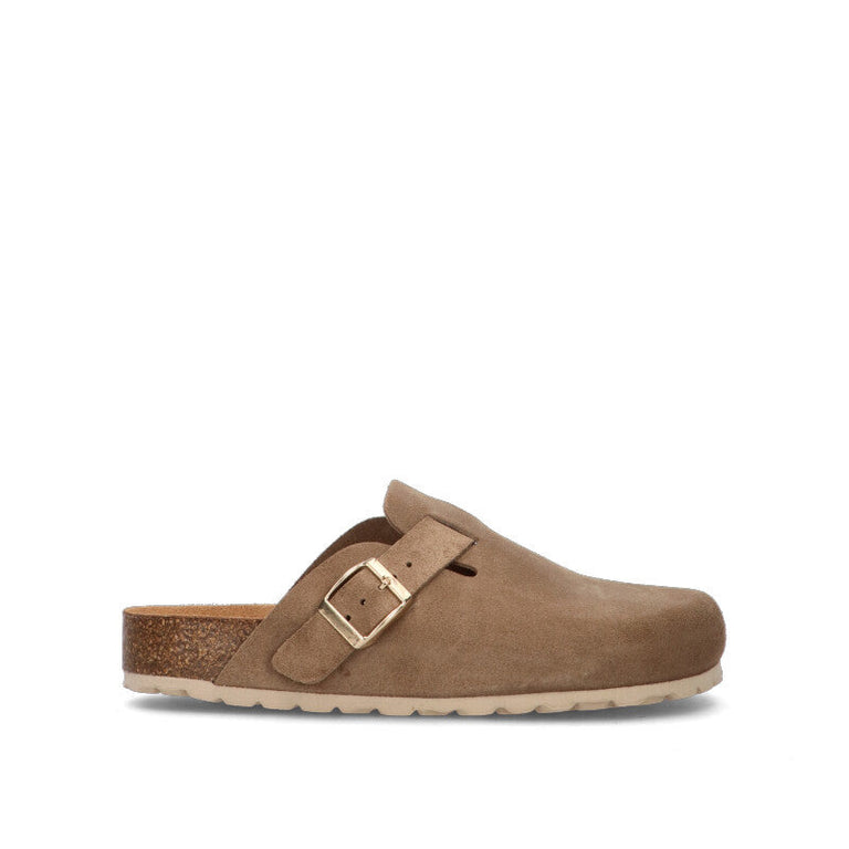 BIO GREEN Ciabatta donna taupe in suede