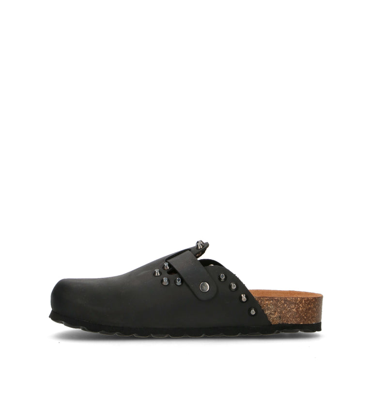 BIO GREEN Ciabatta donna nera in pelle